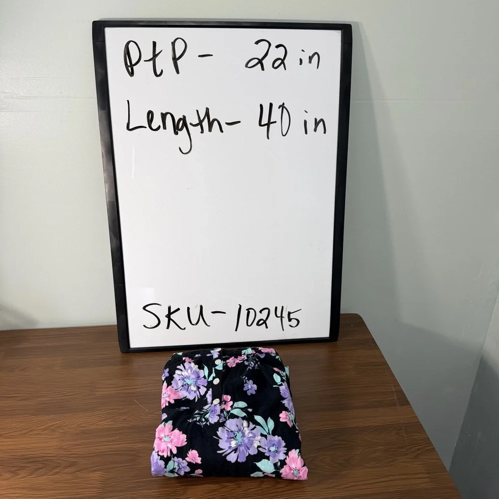 Aria Black and Pink Floral Sleeveless Cotton Nightgown Size Medium‎